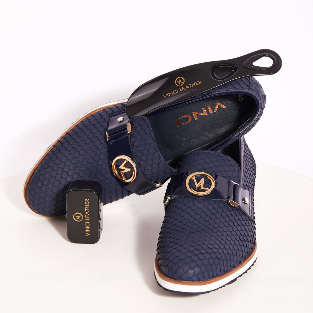 The Legacy Navy Blue Leather Men Casual Loafer Shoe