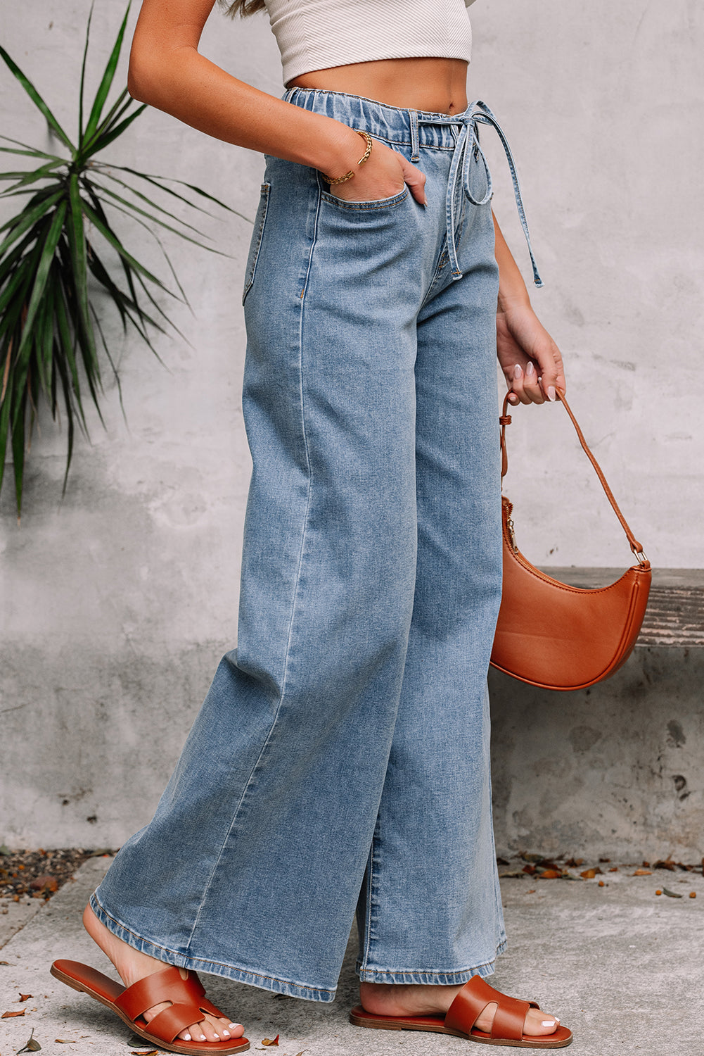 Zoe Medium Wash Super Wide Leg Denim Pants