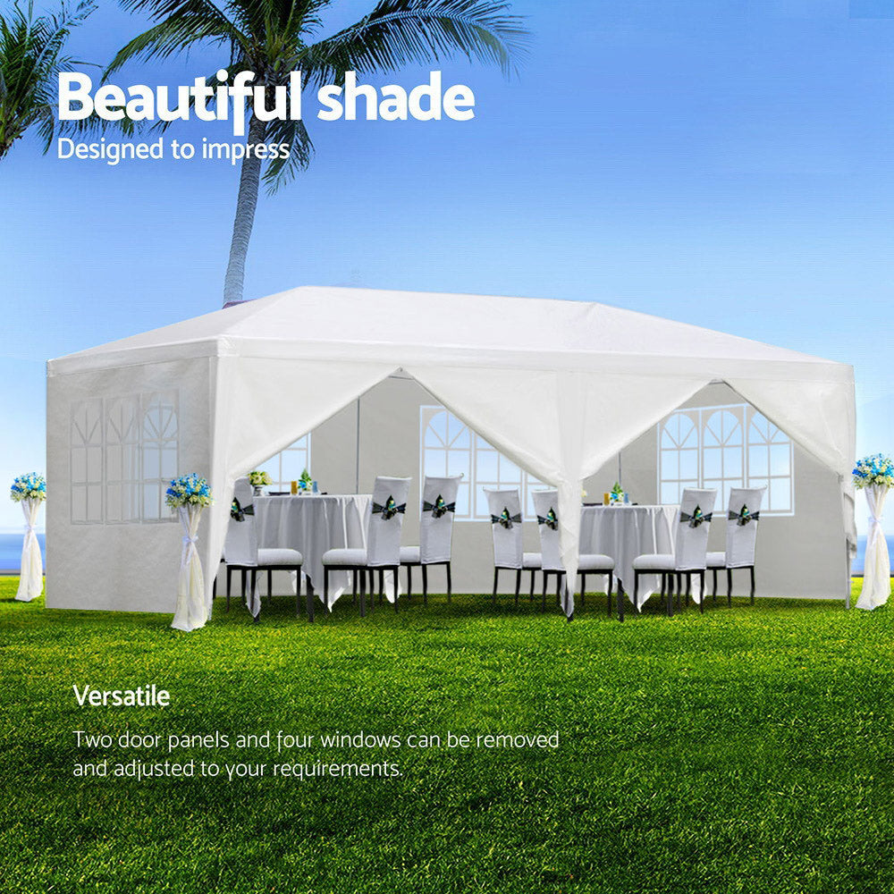NNEDSZ Gazebo Outdoor Marquee Wedding Gazebos Party Tent Camping White 3x6m