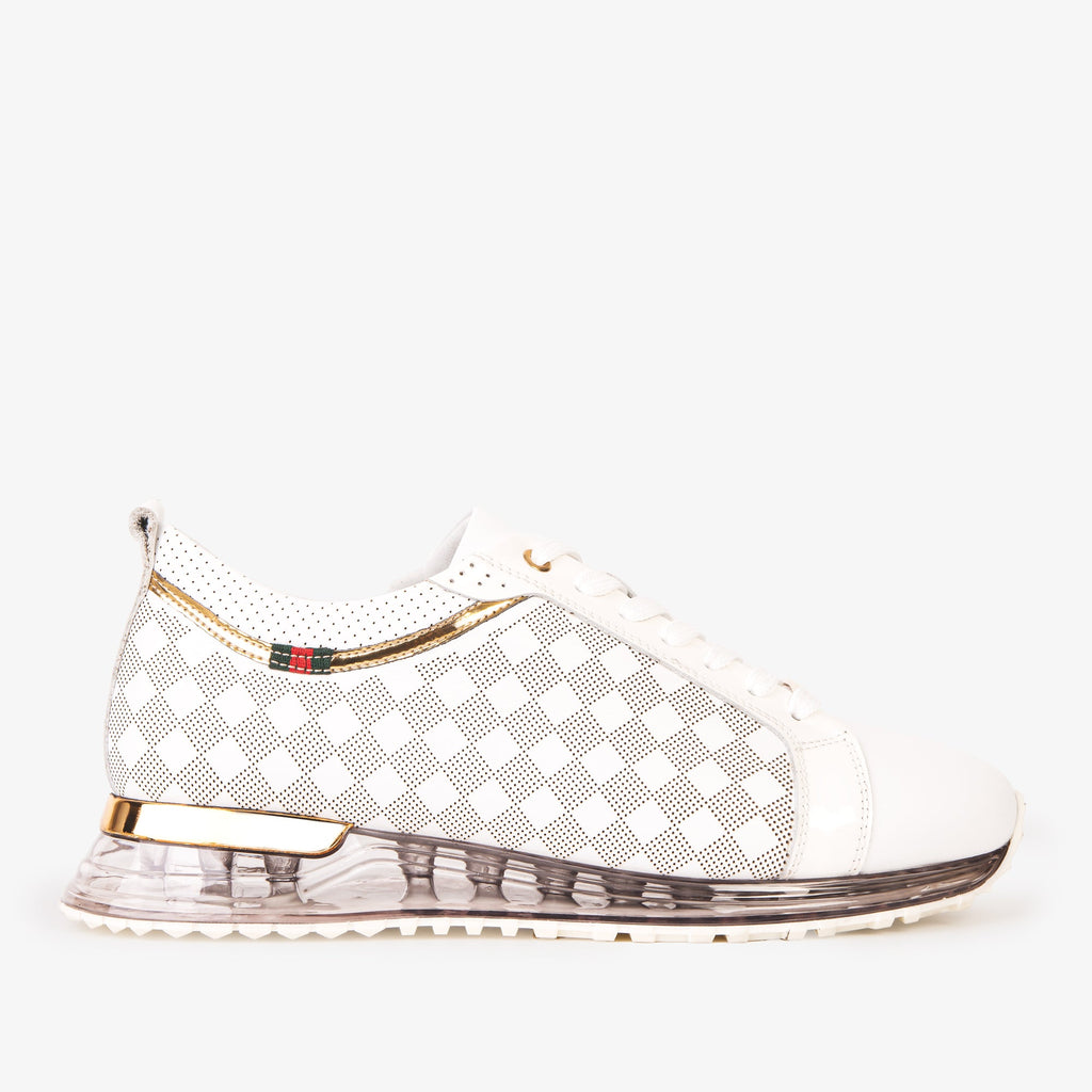 The Cenova White & Gold Leather Men Sneaker