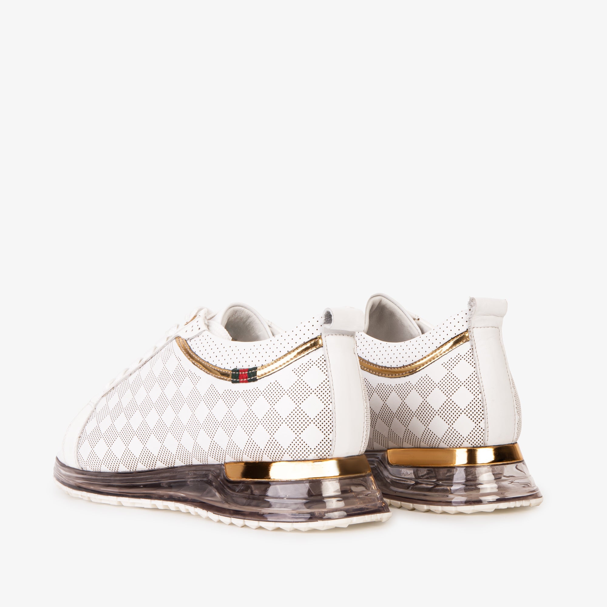 The Cenova White & Gold Leather Men Sneaker