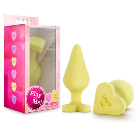 Play with Me Naughty Candy Hearts 'Spank Me' Anal Plug Yellow