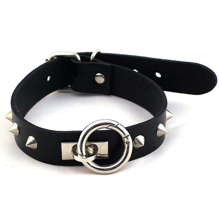 Rouge O-Ring Studded Collar (Thinner) Black-0