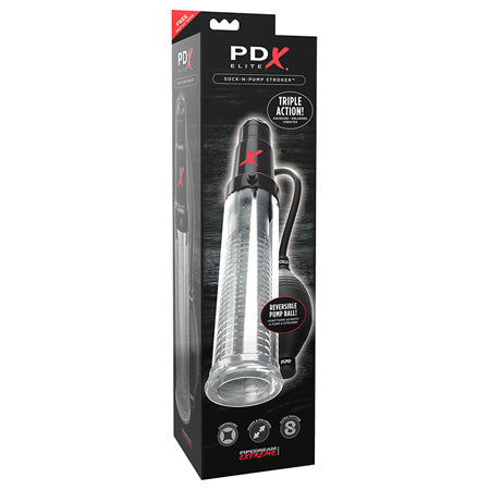 PDX Elite Suck-N-Pump Vibrating Penis Pump & Stroker Clear-0