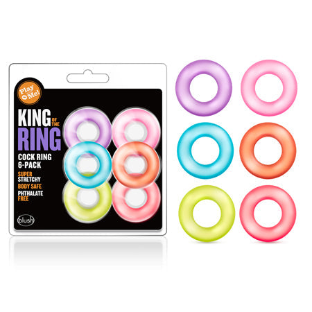 Play with Me King of the Ring Cockring 6-Pack Assorted Colors-0