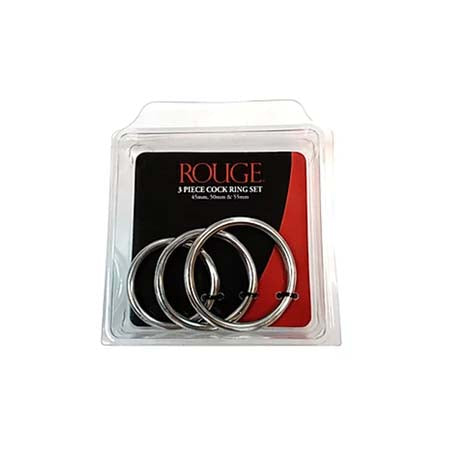 Stainless Steel  Stainless Steel 3 Piece Cock Ring Set (55mm/50mm/45mm) - in Clamshell-0
