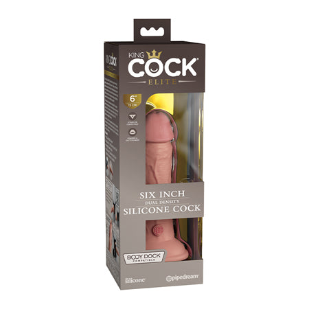 King Cock Elite 6 in. Dual Density Silicone Cock Realistic Dildo With Suction Cup Beige-0