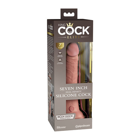 King Cock Elite 7 in. Dual Density Silicone Cock Realistic Dildo With Suction Cup Beige-0