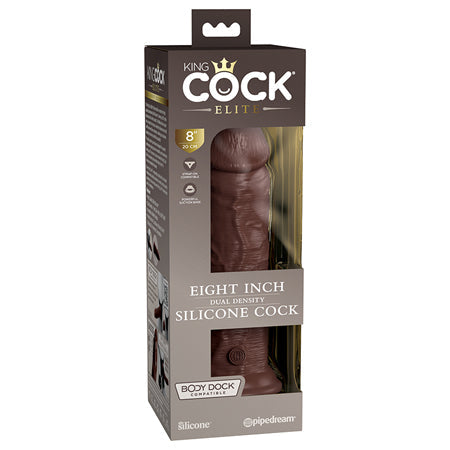 King Cock Elite 8 in. Dual Density Silicone Cock Realistic Dildo With Suction Cup Brown-0