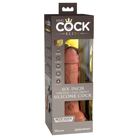 King Cock Elite 6 in. Vibrating Realistic Dildo With Suction Cup Tan-0