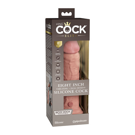 King Cock Elite 8 in. Vibrating Realistic Dildo With Suction Cup Beige-0