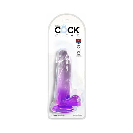 King Cock Clear with Balls 7in Purple-0