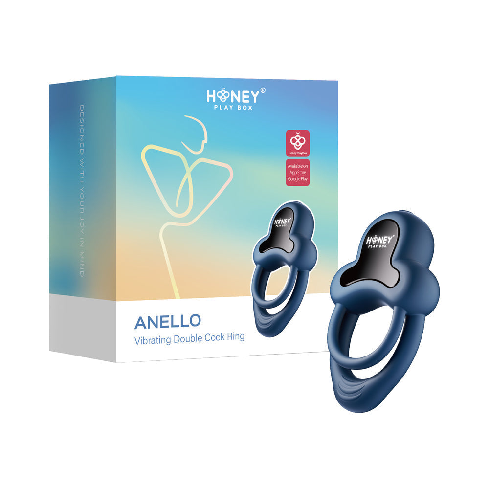 Honey Play Box Anello App-Controlled Vibrating Double Cock Ring with Clitoral Stimulator Black-0