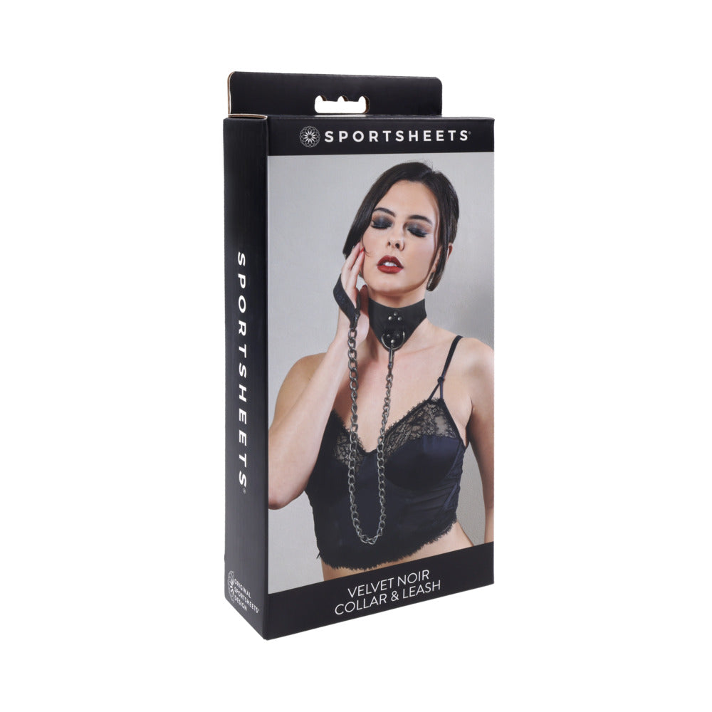 Sportsheets Velvet Noir Collar & Leash-0