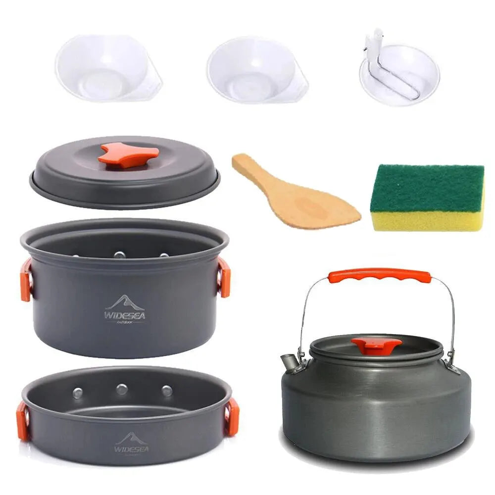 Camping Cookware Tableware Set Black
