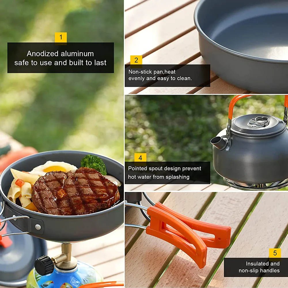 Outdoor Camping Cookware Set Orange