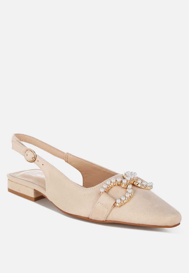 Salova Pearl-Studded Horsebit Flats