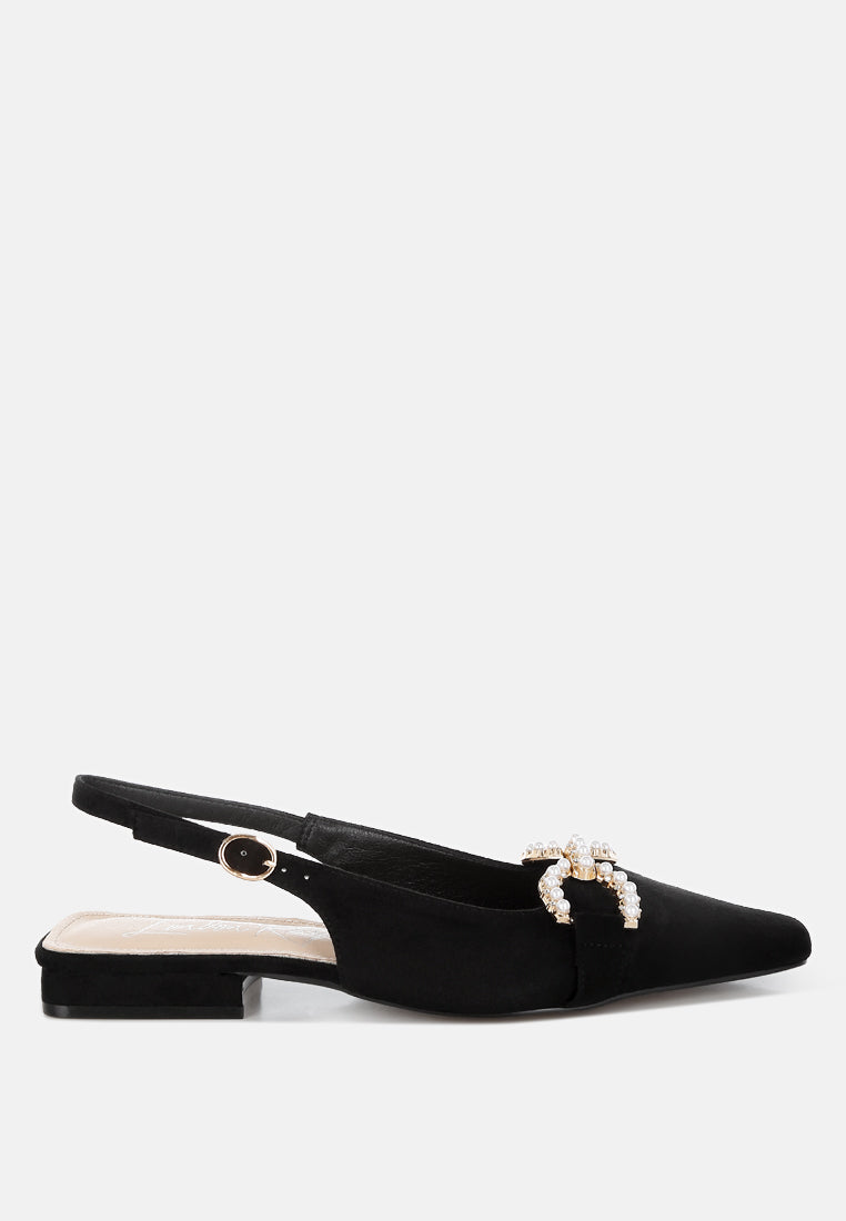 Salova Pearl-Studded Horsebit Flats