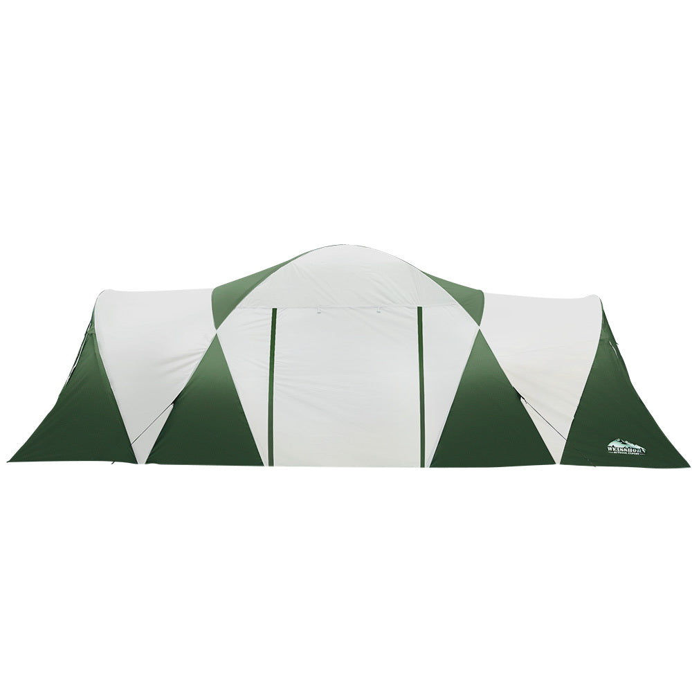 NNEDSZ Family Camping Tent 12 Person Hiking Beach Tents (3 Rooms) Green