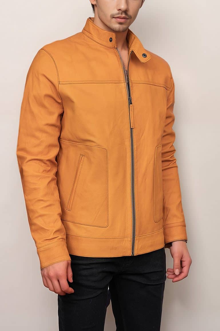 Men’s Stylish Tan Leather Jacket