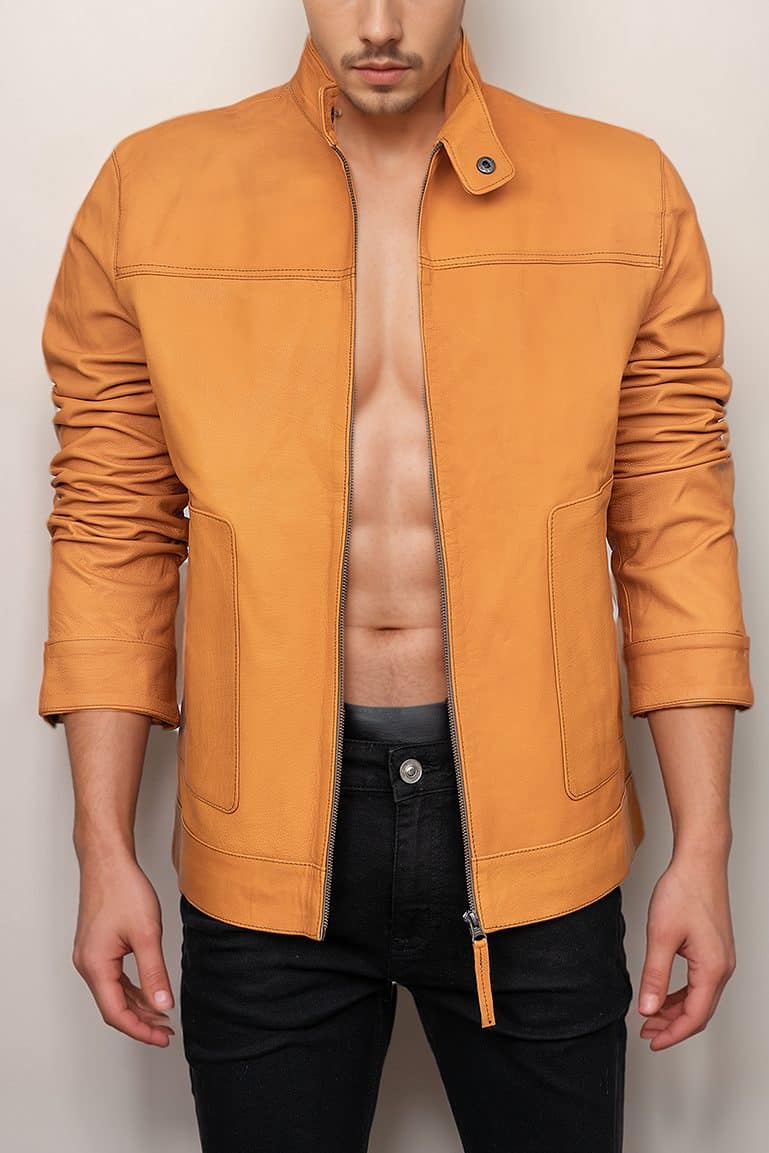 Men’s Stylish Tan Leather Jacket