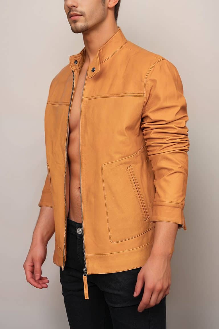 Men’s Stylish Tan Leather Jacket