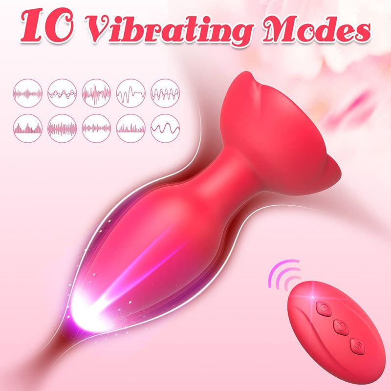 Rose Vibrating Butt Plug Remote Controlled